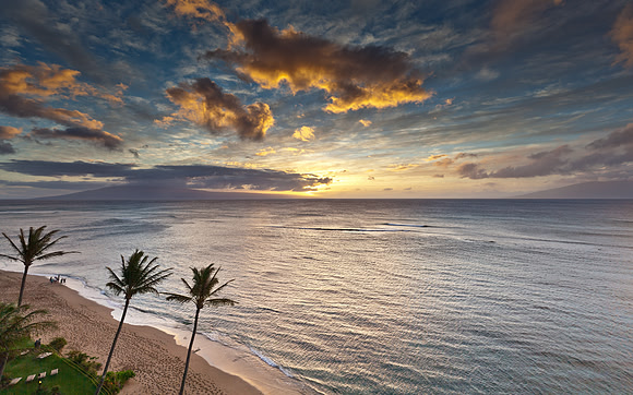 Sunset over Lanai, Hawaii
